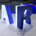 Custom Blue Blue painted backlit stainless steel 3D  led letters signage out door metal